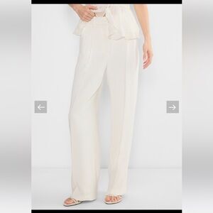 Aritzia Cream Wide-Leg Trousers